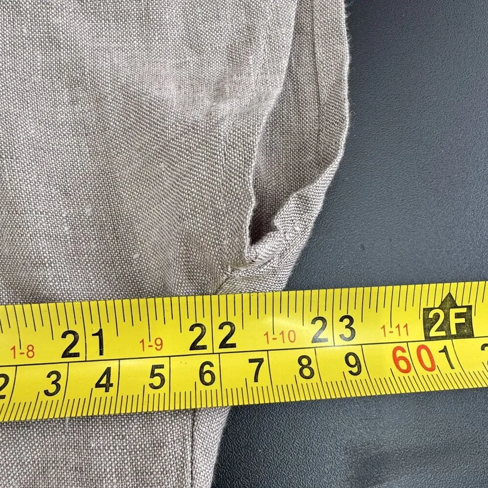 J.Jill 100% Linen Button Front Mini Short Sleeve Dress Tan size Medium - Picture 6 of 9